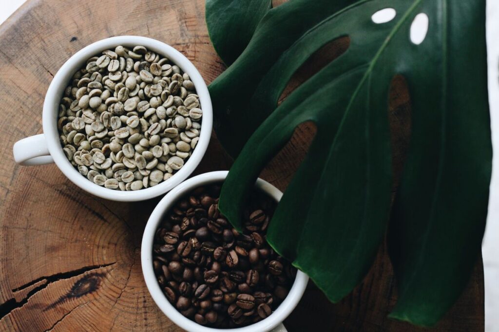 Robusta coffee beans close up