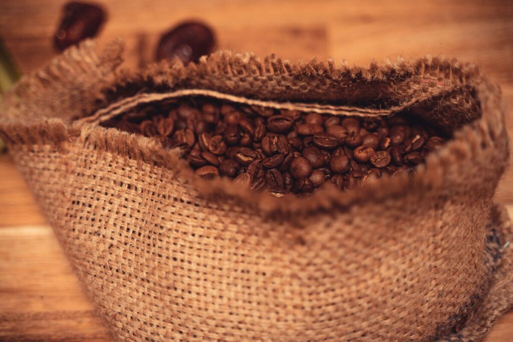 Whole coffee beans before grinding
